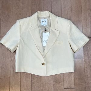 NWT ZARA  linen women’s crop jacket Sz M